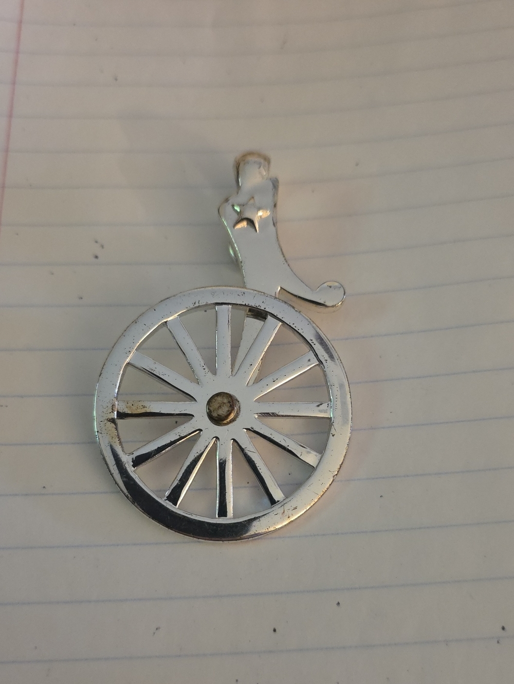 Silver Tone Wheel Pendant Charm - Women Accessories